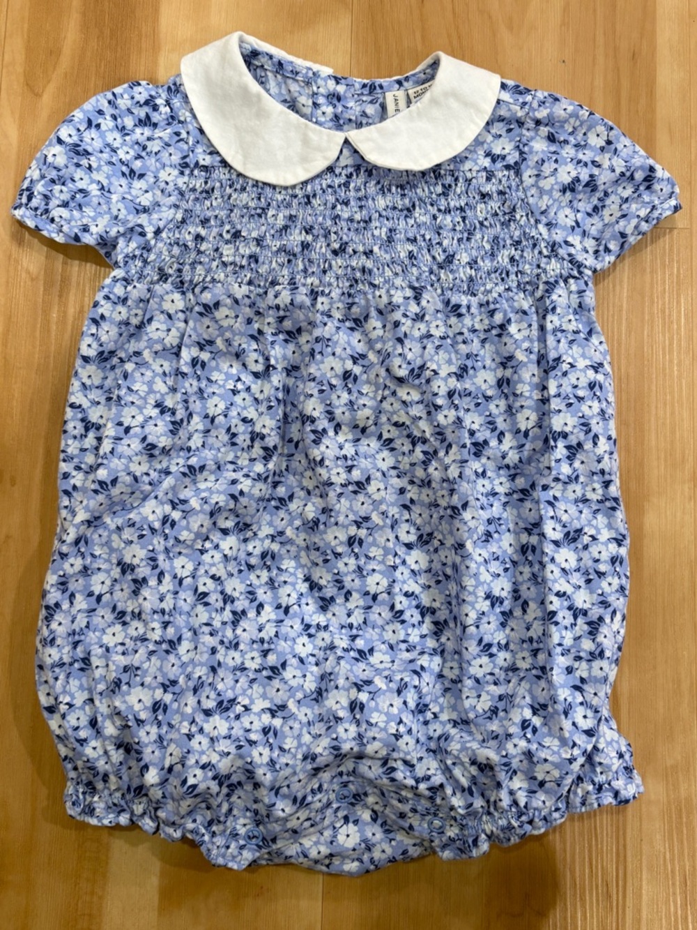 Janie and Jack Blue Floral Peter Pan Collar Romper